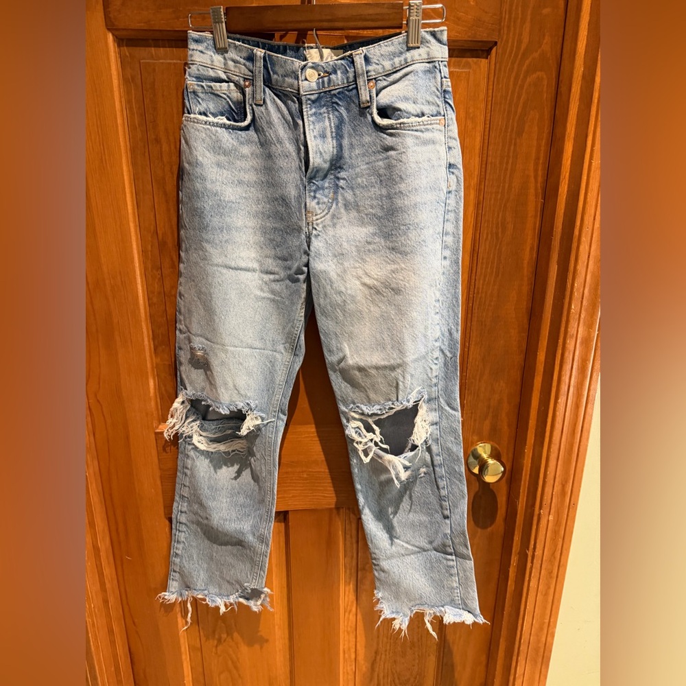 Free People Light Blue Jeans cropped rigid mid rise size 24